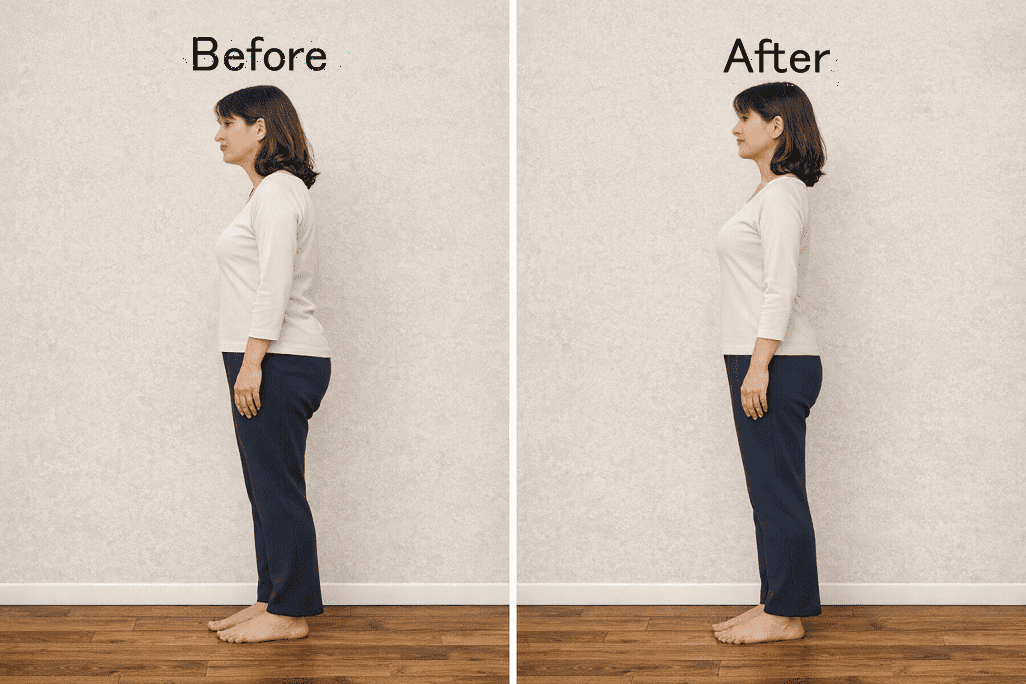 筋膜矯正before after・猫背・姿勢改善の効果（目黒 Blue Rose）