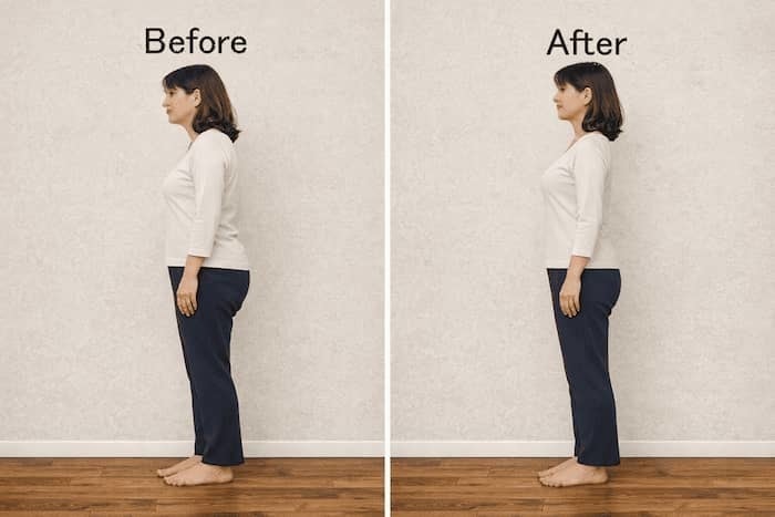 筋膜矯正before after・猫背・姿勢改善の効果（目黒 Blue Rose）